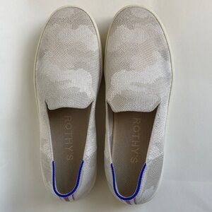 Rothy's The Original Slip On Sneakers Beige Camo Print Size 8